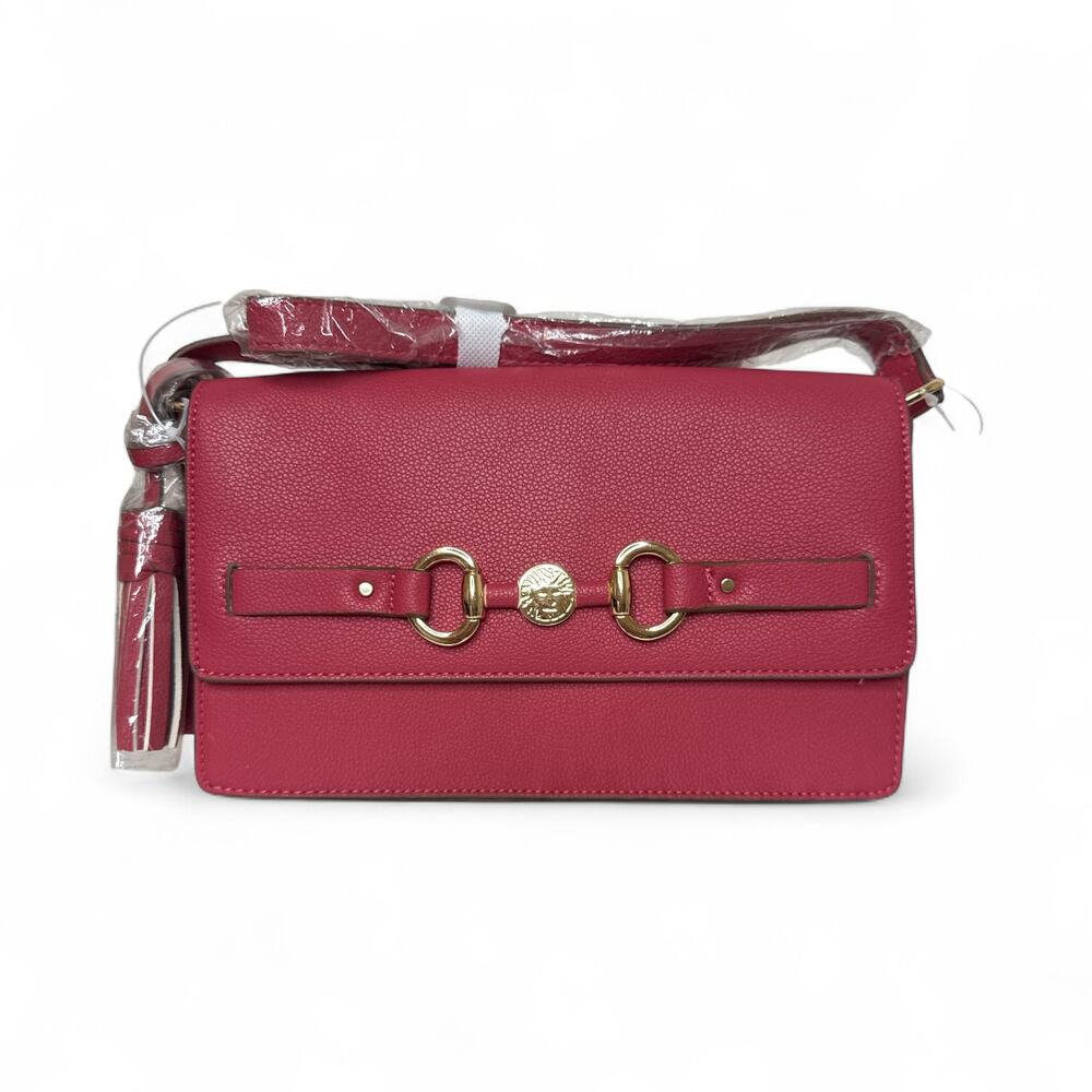 Anne Klein East West Flap Shoulder with Horse Bit Begonia NWT